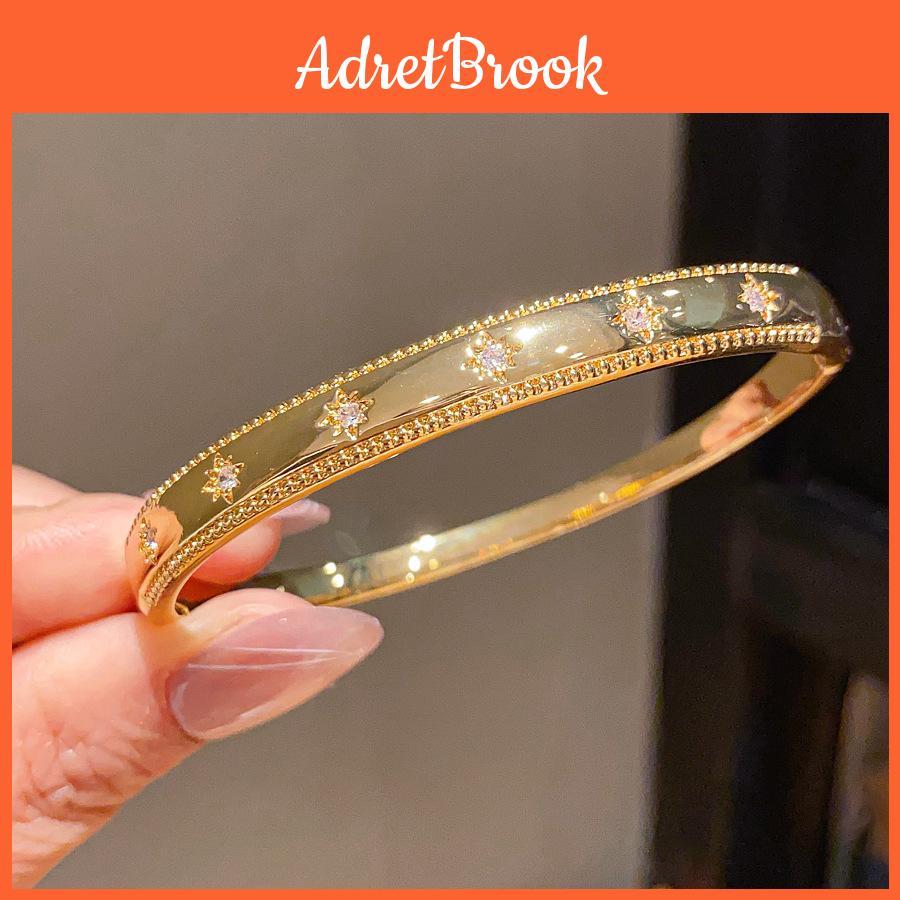 Vintage Geometric Copper Bracelet With 18k Gold Plating And Zirconia For Womens Fashion Jewelry