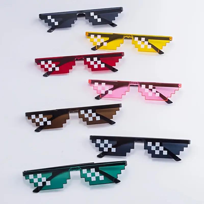 1pc Personalized Mosaic Pixel Party Glasses 2D Anime Funny Design Durable Plastic Photo Props Playful Celebratory Accessories