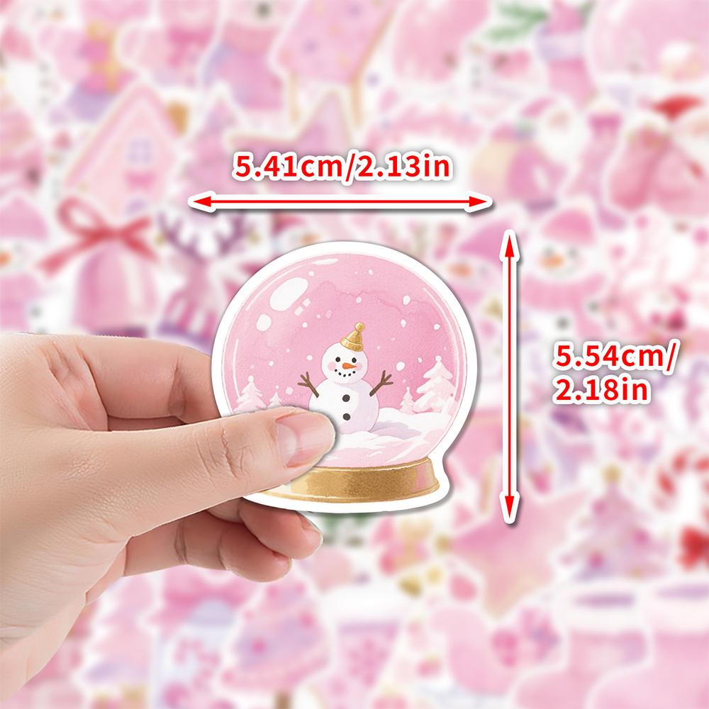 10/30/50/100pcs Kawaii Pink Christmas Santa Claus Stickers Aesthetic Decals DIY Skateboard Guitar Cute Cartoon Sticker for Gift