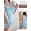 Mesh Lace Blue Tank Mini Dress T Shirt Fahsion Women Tops 2025 New Sexy Pure Desire Halter Nightdress Uniform Dress Elegant CAG4