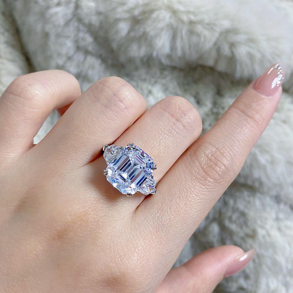 Dámsky špičkový prsteň pagody z rýdzeho striebra S925 s diamantom - Módny šperk