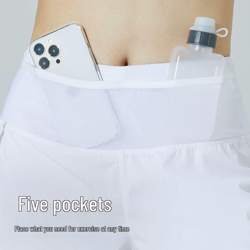 Unisex High-Waist Athletic Shorts with Pocket – Ideal for Morning Runs, Training, and Marathons