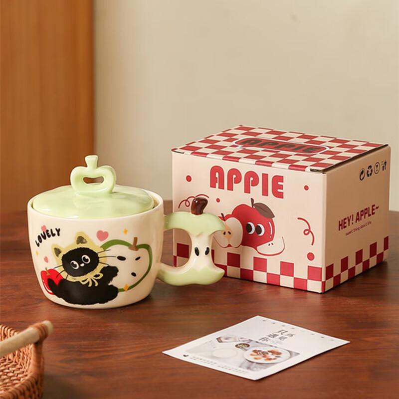 Mahutun Cute Apple Cat Ceramic Mug