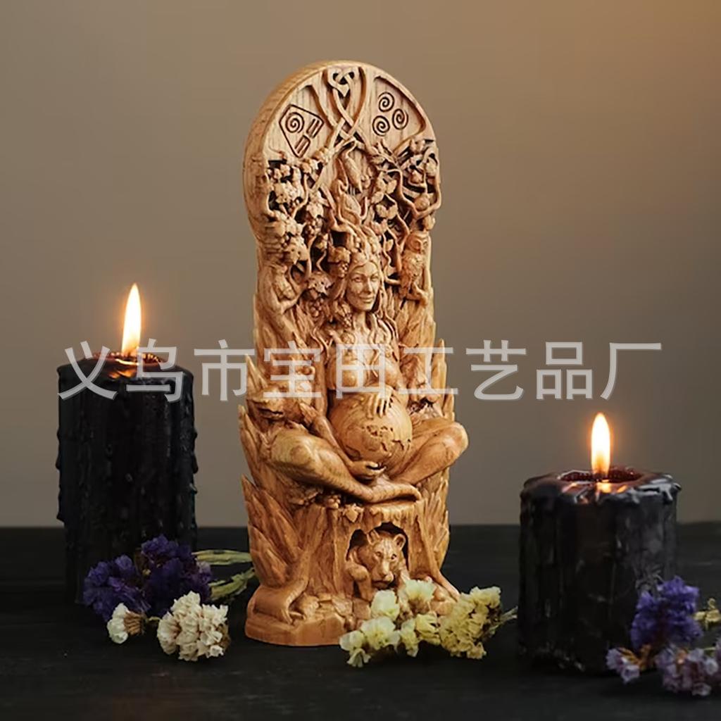 Statue av gudinnen Gaia, statue av heksegudinnen, statue av jordens mor, ornament