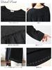 Gold Japan Plus Size Long Check Black Women's Tunic, Sleeve, A-Line, Flared, Pattern, Stretch, Gathered, Winter, Spring, Autumn, Cast-5542019, 3L,