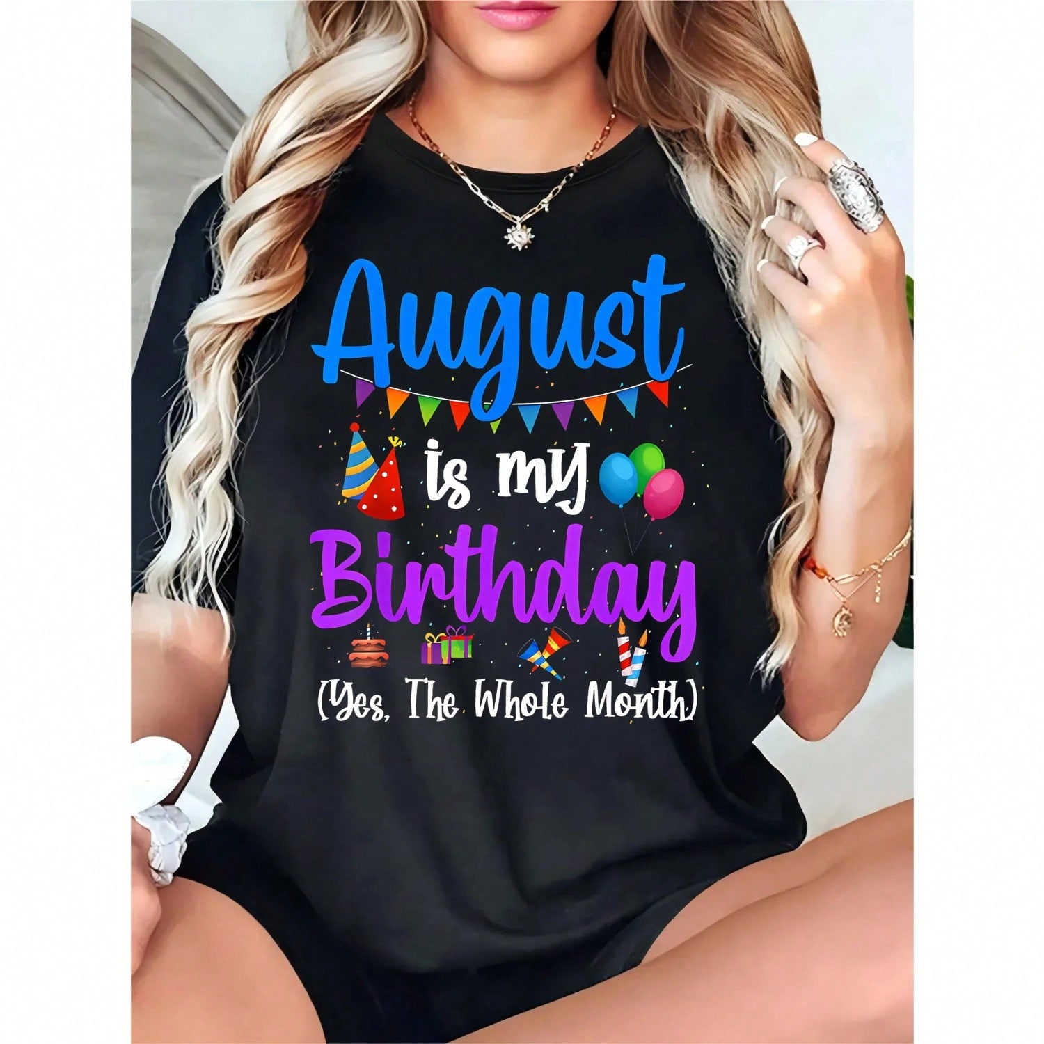 August Is My Birthday Yes The Whole Month- Wounisex S Casual Round Collar T Shirt -Pure - Slightly Elastic- Comfortable Breathable S разноцветный