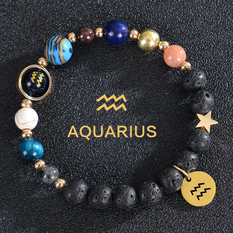Eight major planets and twelve zodiac signs bracelet, frosted stone, bead bracelet, planets, Christmas gift, Stocking stuffers