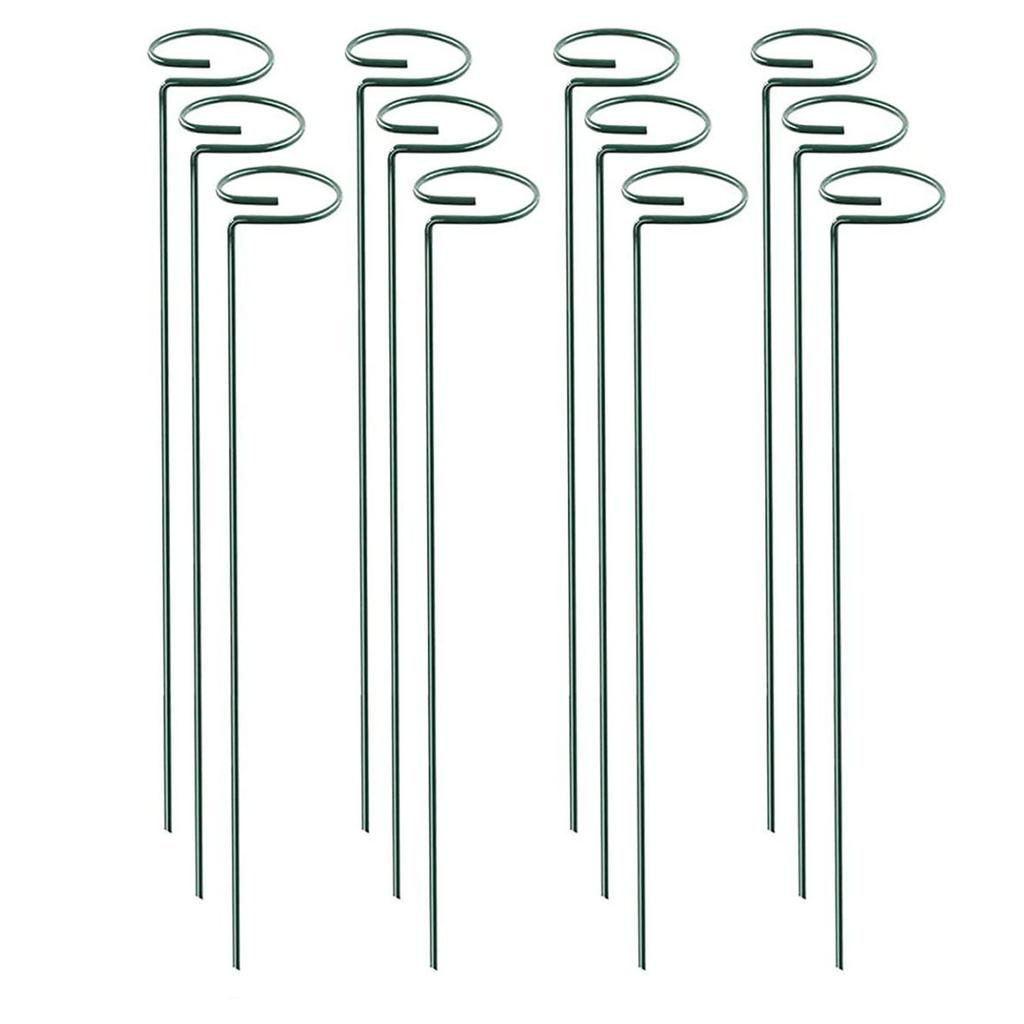 Plant Support Stake Rust Proof Dark Green Weather Proof Metal Flower Support Stake For Courtyard Garden 12 PCS