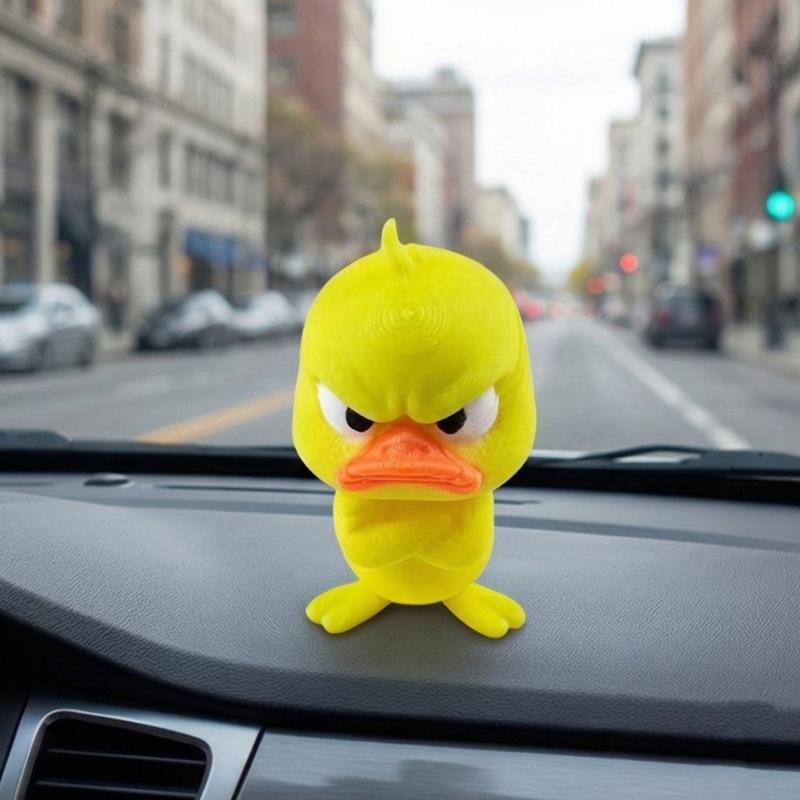 2pcs 3D Printed Angry Duck Figurine Home Decoration Gift For Kids Cartoon Yellow Duck Desktop Shelf Ornament