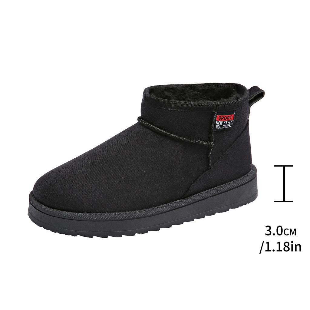 Snow boots large size winter new flat-bottomed short cotton shoes piled thickened warm snow boots women