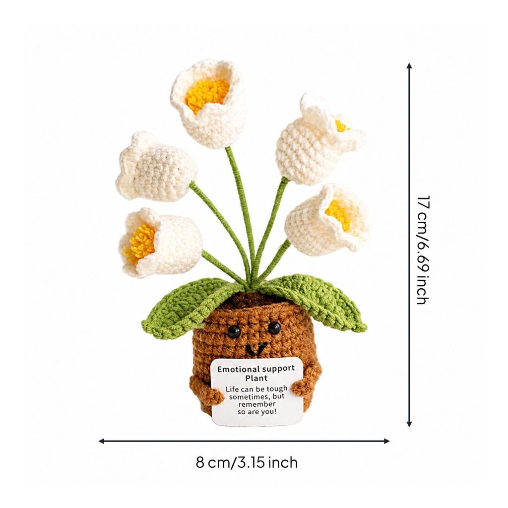 Milk Yarn Crocheted Plant Ornament Indoor with Face and Arms Compact Handmade
