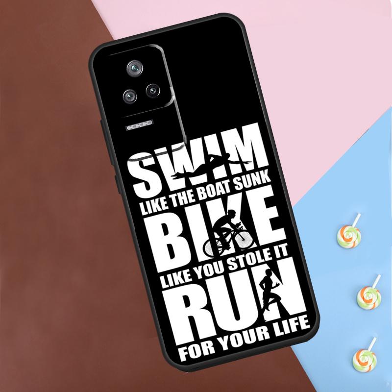 Swim Bike Run Triathlon Case For Xiaomi 13T Pro 14 12T 11T 12 13 Lite POCO F5 X3 X4 X5 X6 Pro M6 F3 F4 M5s Cover