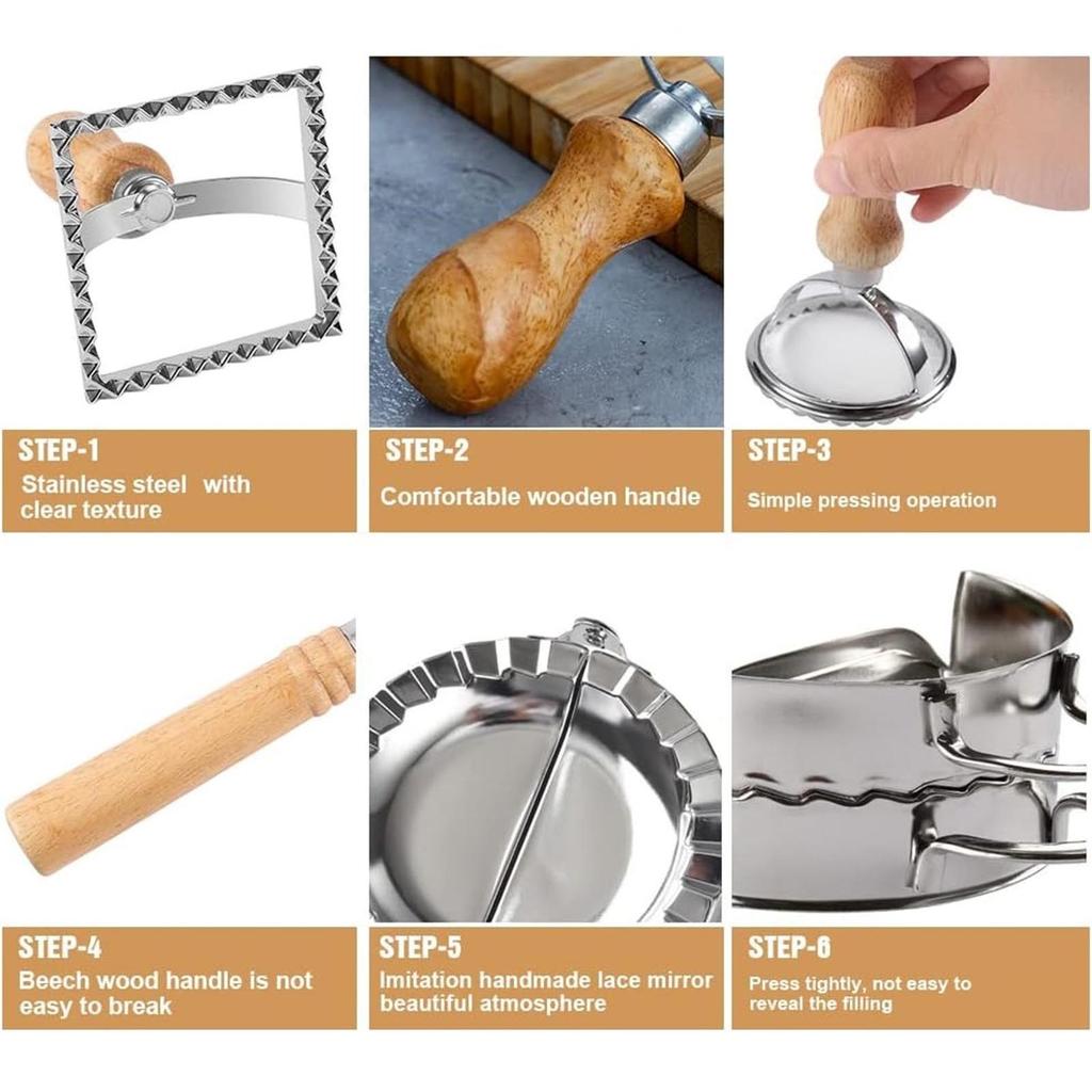 Gnocchi and Ravioli Making Tool Ravioli Stamp Set Handmade Pastas Set Rolling Pin Perfect for Family Baking Activities