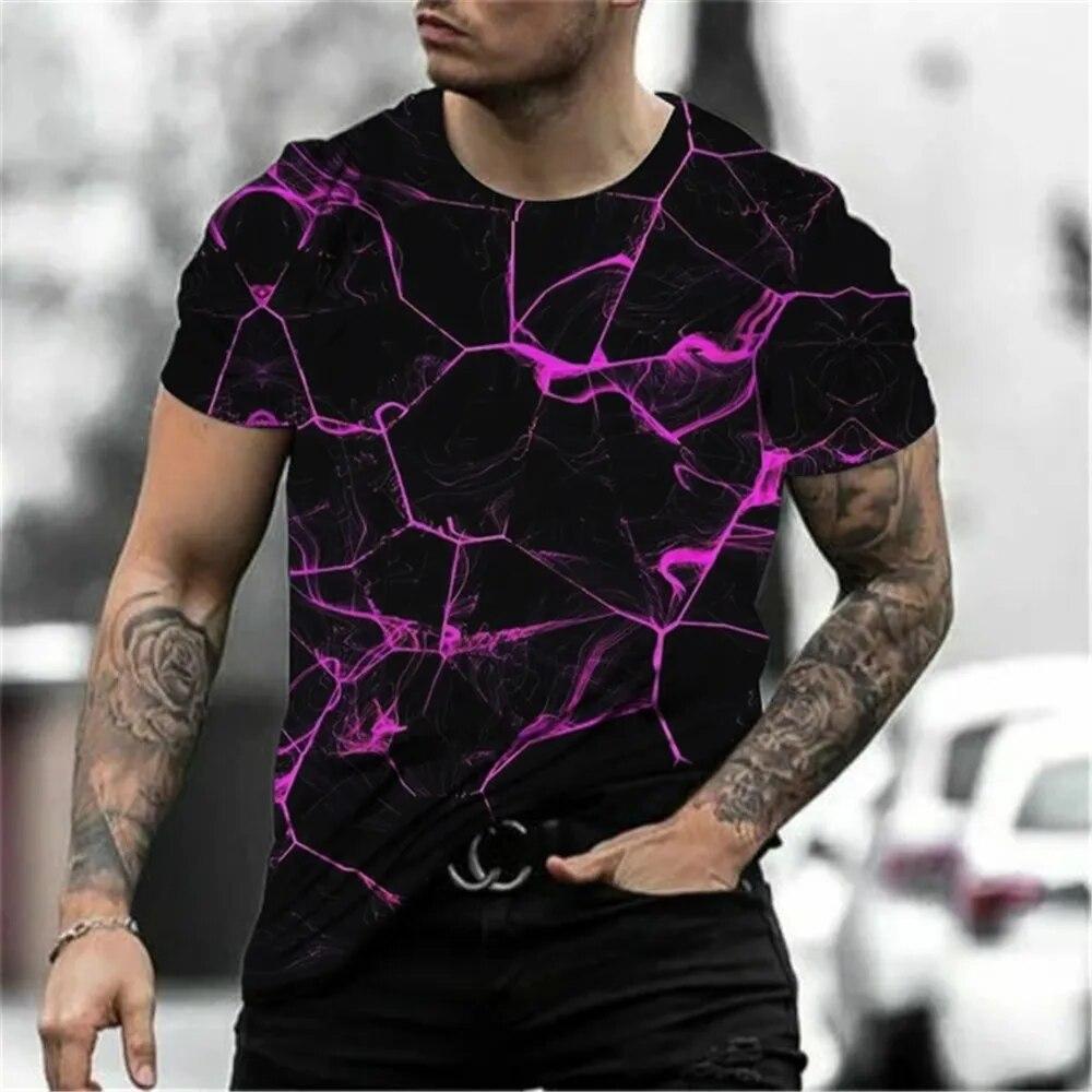 3D Cartoon Pattern Short Sleeve Summer Trend Fashion Street Hip Hop Style Loose Comfortable Round Neck T-Shirt Men Clothing