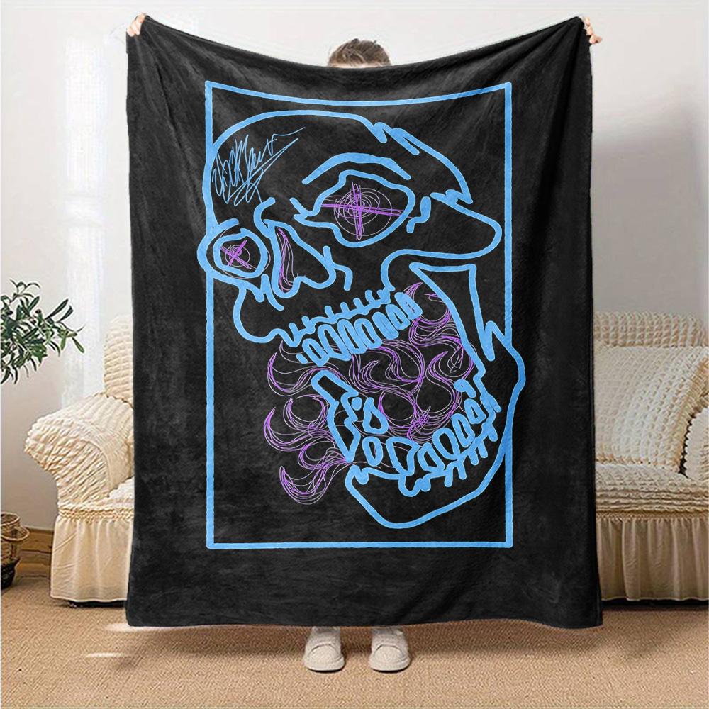 1pc Dragon guitarThemed Blanket Soft Flannel All Season Cozy Throw with Bold Graphic Print, Travel, or Holiday Gift for Family & Friends