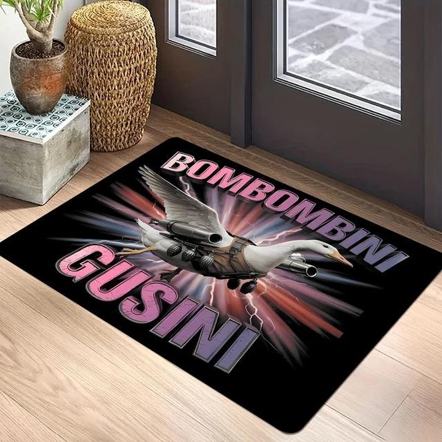 Tappeto Rettangolare Meme Italiano Bombini Gusini Cervello di Coccodrillo Arredamento Casa Tappetino Antiscivolo Tappeto per Pavimento Ingresso Zerbino