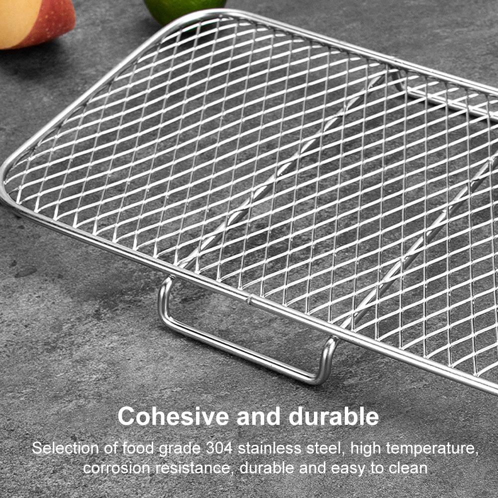 Air Fryer Rack Grilling Rack Stainless Steel 3 Layers Mesh Grill Basket Stackable Multifunctional Air Fryer Accessories