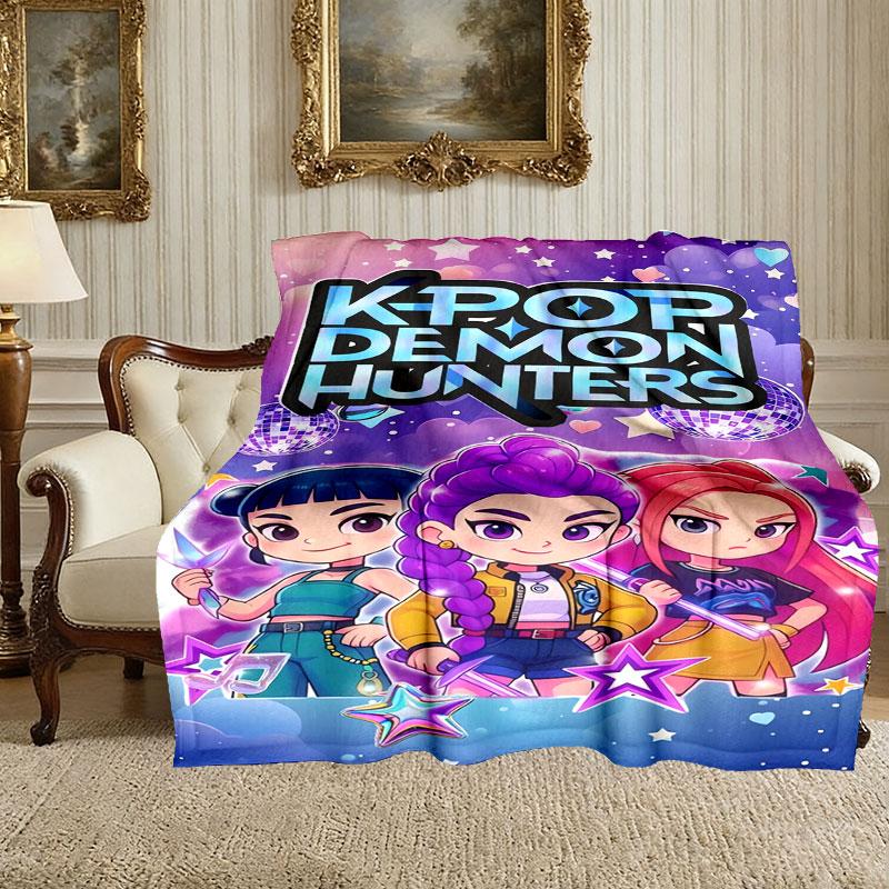Soft Kpop Demon Hunters Blanket Perfect for Snuggling Up on the Sofa, Ideal for Cozying Up in the Bedroom