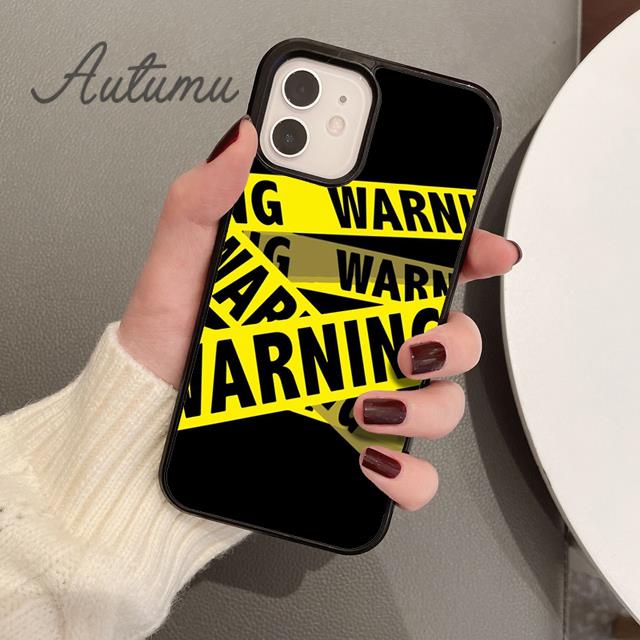 Funny Caution Tape Danger Phone Case for iPhone 11 12 13 14 Pro Max Mini XR XS SE 2020 6S 7 8 Plus Samsung Galaxy S21 S22 Cover