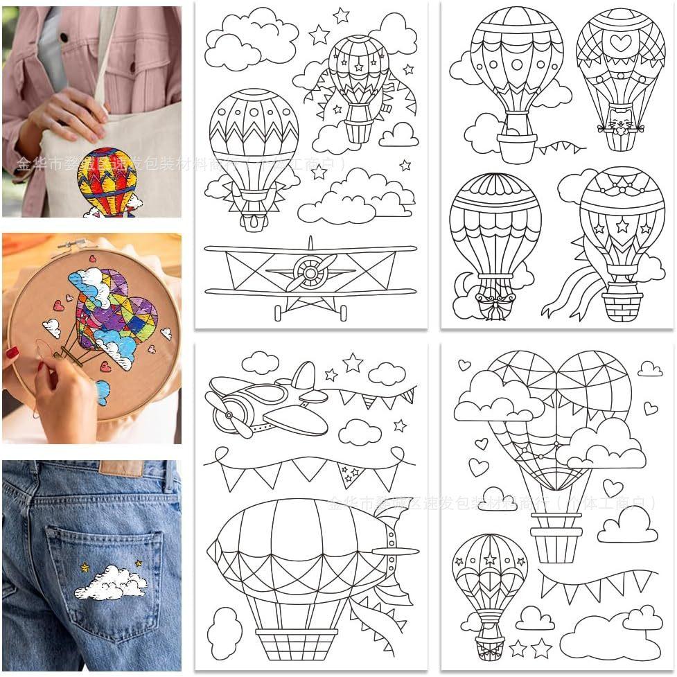 

4 Sheets Water Soluble Embroidery Stabilizers,Animal and Plant Alphabet Patterns Paper Hand Sewing Stabilizers for Beginners 20*30cm