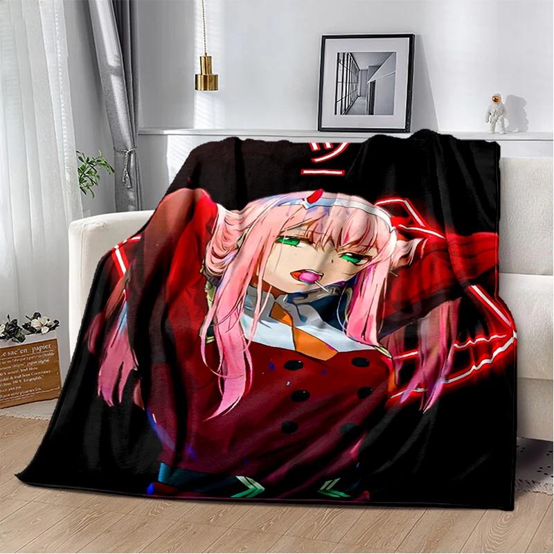 29 Style Cartoon Zero Two 002 Hiro Sexy Girl DARLING in The FRANXX Flannel Blanket,Soft Throw Blanket for Home Bedroom Bed Sofa