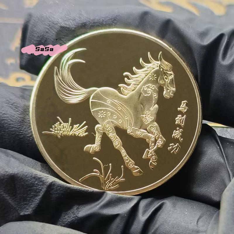 S-1/5Pcs 2026 Horse Year Commemorative Coins Collectible Decoration Metal Crafts Zodiac Horse Souvenir Medal New Year Gift