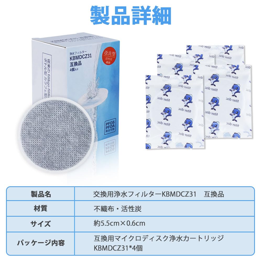 Improved Brita Micro Disc Cartridge Brita Water Bottle Cartridge KBMDCZ31 Replacement Water Filter Bottle Carafe Type Water Purifier Compatible Filter