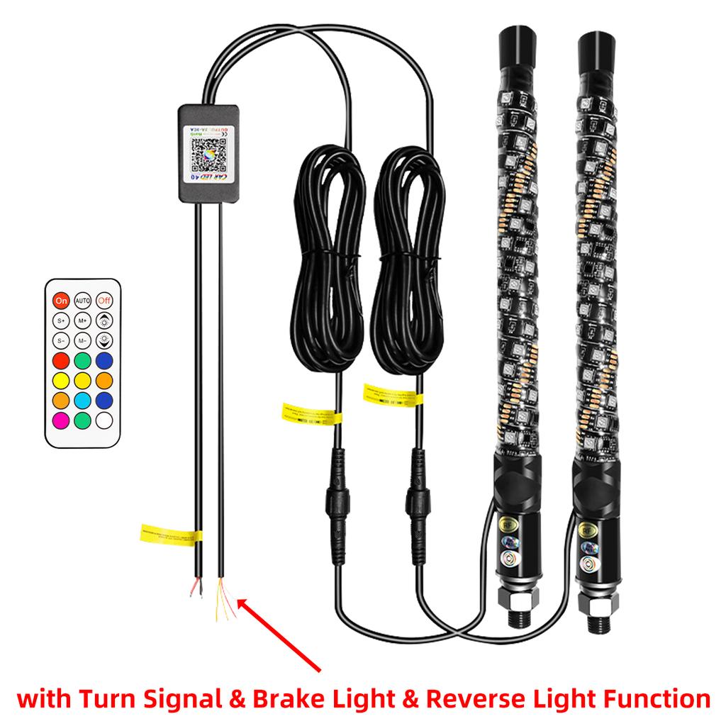 1FT LED Whip Lights,Remote Control Flagpole Antenna Whips,for UTV, ATV, Off Road, Truck, Sand, Buggy Dune, RZR