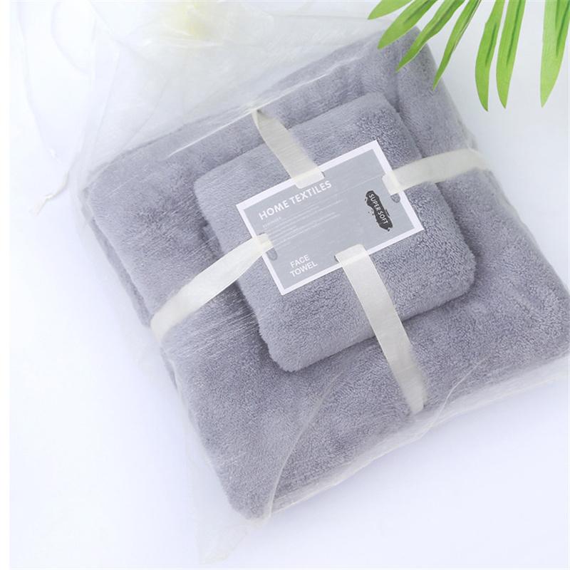 Thickened Coral Velvet Facial Towel +bath Towel Set Soft Absorbent Comfortable Gift Household Textiles Bathroom Supplies