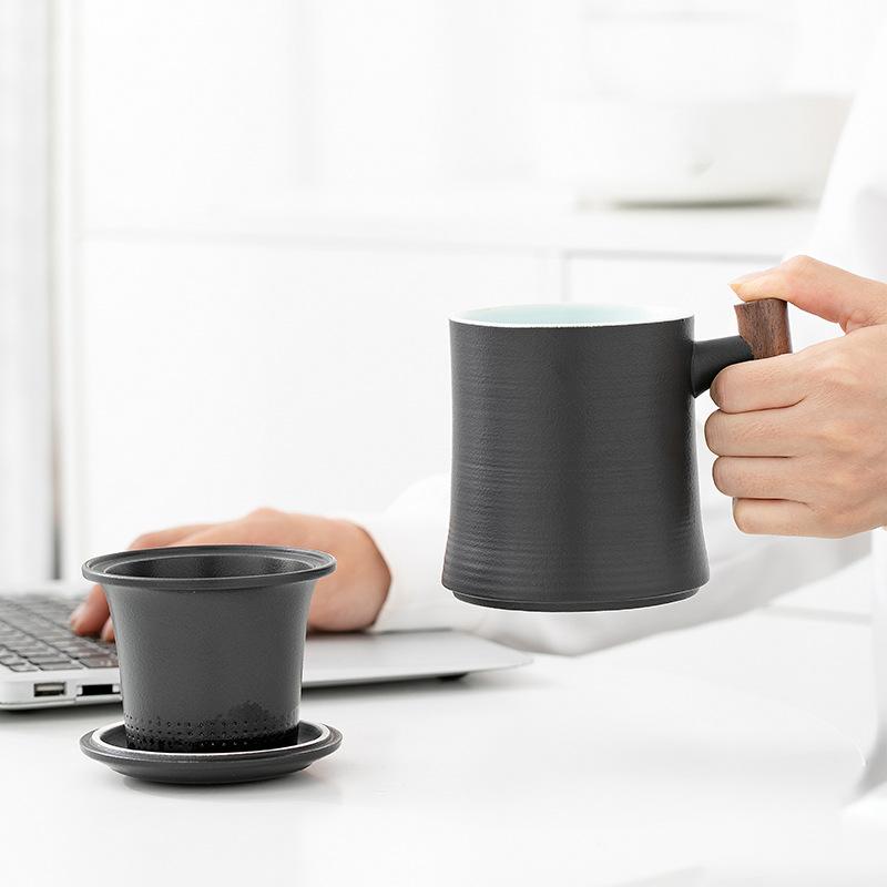 Office Cup Ceramic Fixed Belt Cover With Filter Tea Separation Couple Creative Water Cup Gift Cup
