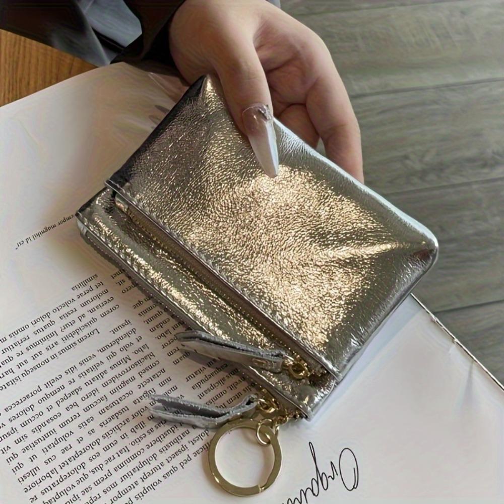 Women Leather Zipper Coin Purse Lightweight Mini Wallet with Key Holder Clutch Credit Card Cash Holder Money Bag Storage Pouch