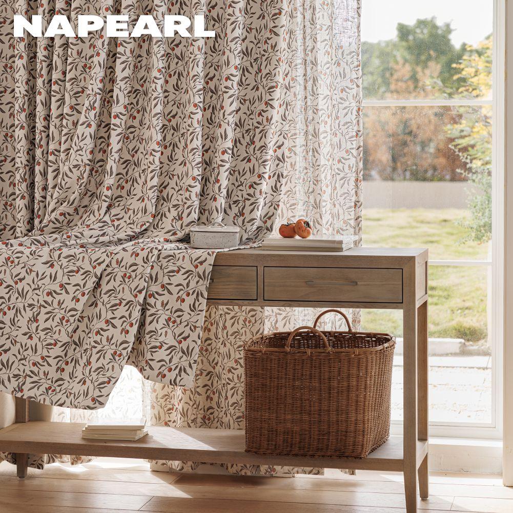 1 יחידה NAPEARL וילונות עבים לריפוי כפרי, וילונות האפלה עם הדפס פירות רטרו לחדר שינה, סלון, חלון לקישוט הבית