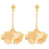 Minimalism Zinc Alloy Ginkgo Leaf Pendant Earrings for Women Vintage Charming Long Earrings High-end Party Zircon Ornament