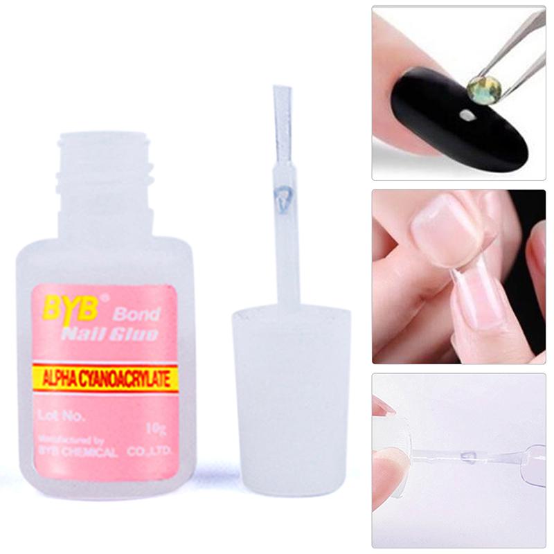 Nail Glue With Applicator Brush Clear Strong Adhesive Acrylic False Tips Tool