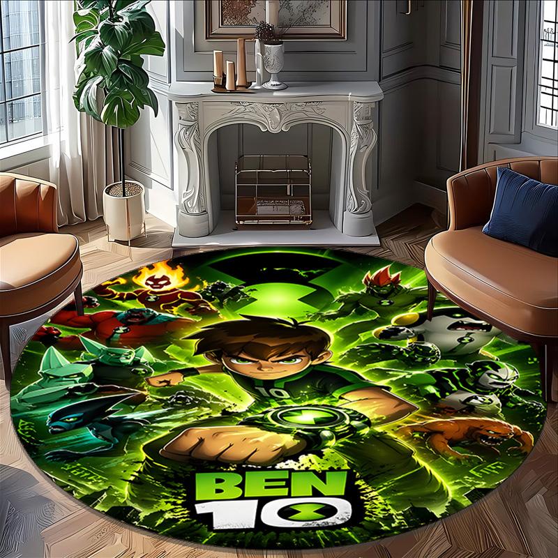 1pc Ben10 Print Round Carpet Chair Round Carpet Suitable for Bedroom Living Room Home Decorative Carpet