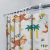 Animal-themed Shower Curtain with Cartoon Monkeys Colorful Modern Design for Kids or Adults Bathroom Decor