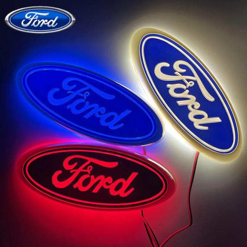 Adesivo per Auto Ford Logo con Luce LED Adesivo per Ford Explorer F150 F250 Focus Mondeo Emblema Anteriore Decalcomanie Posteriori Styling Auto Emblem