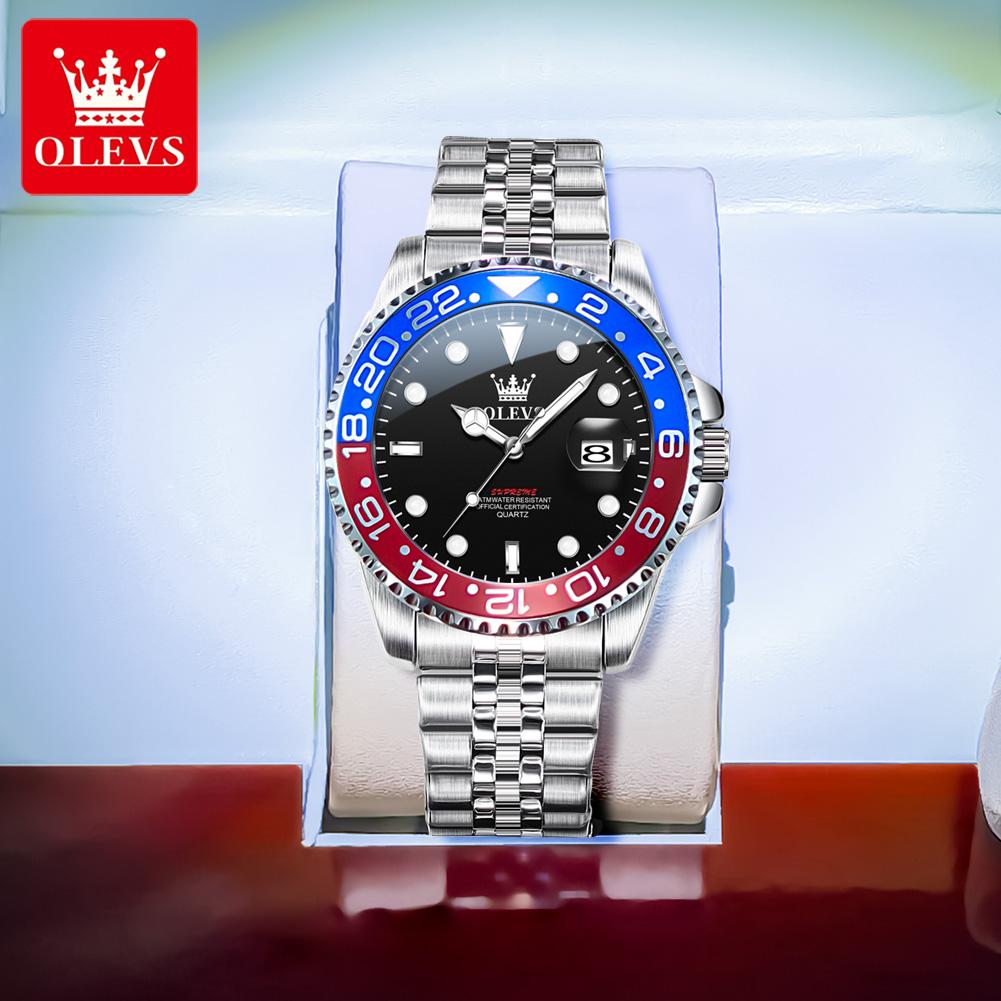 OLEVS Mens Watch Original Calendar Quartz Wristwatch Waterproof Luminous Business Men's Hand Clock Watches For Men