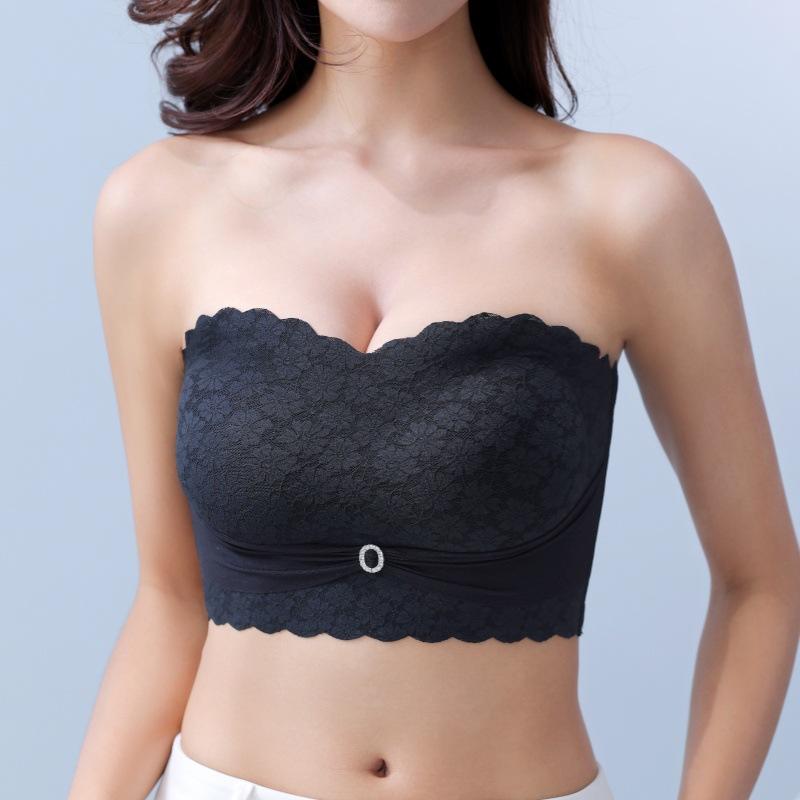 Strapless Bra for Women Gathering Anti Slip Bra Anti Sagging Anti Glare Strapless Summer Plus Size Bra