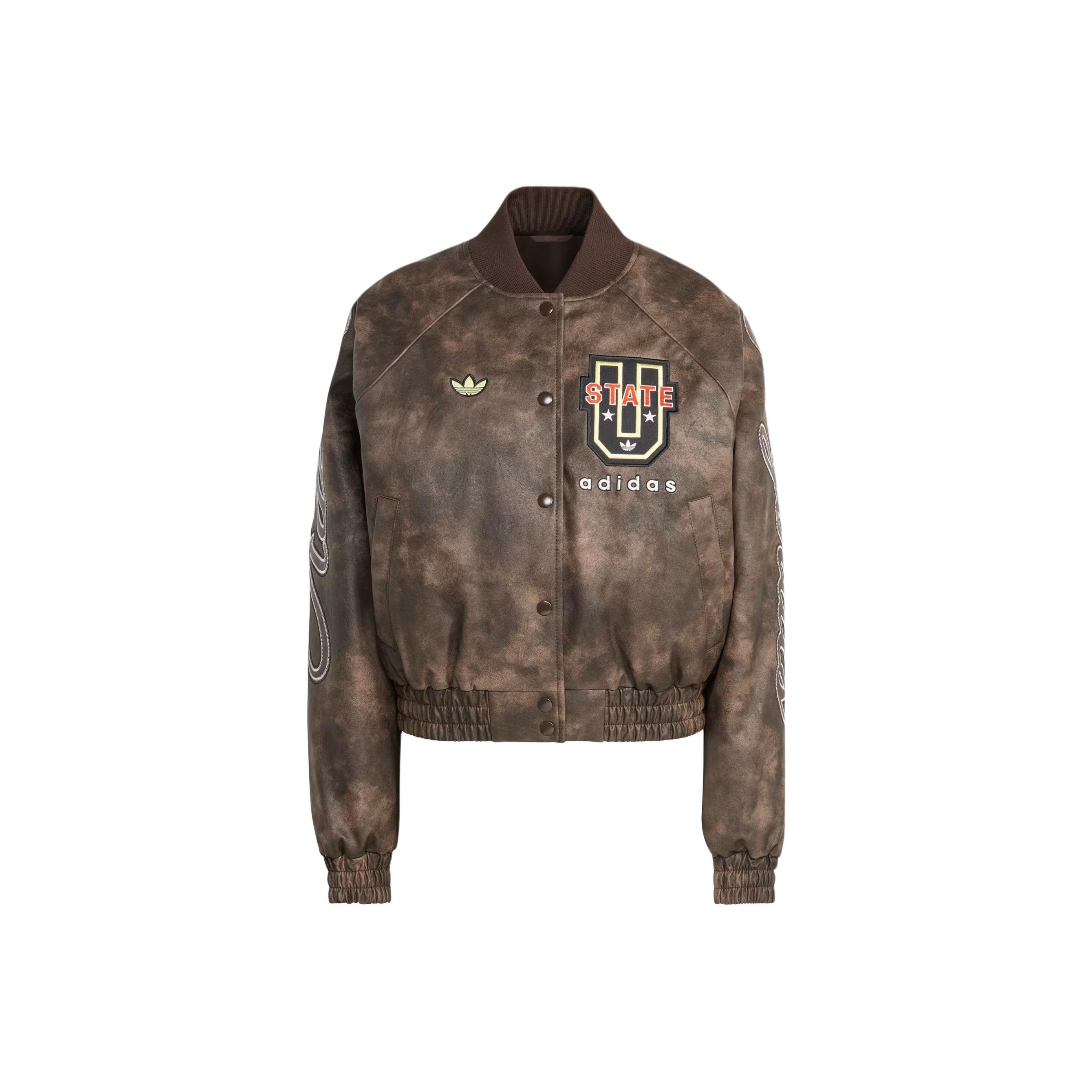 

Adidas Оригинальный логотип спортивного отдела Винтажная плетеная куртка-пилот из искусственной кожи Женская куртка KF2307 XS