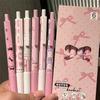 6 pz/set Penna Gel Cancellabile per Bambini Kawaii Cartone Animato Coniglio Orso Stile Penna Gel Cancelleria 0.5mm Colore Blu Penna da Scrittura Cancellabile
