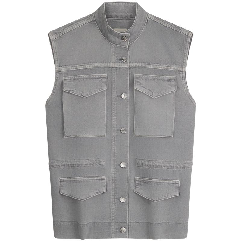 

Calvin Klein American Style Utility Pocket Stand Collar Shell Denim Jacket Women jackets 47F980G S