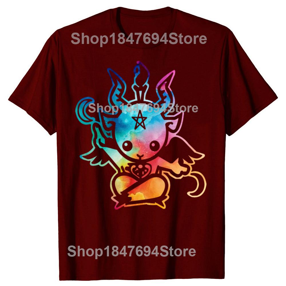 New Summer Style Satanic Goat Baphomet Cartoon T Shirt Men Cotton Short Sleeve Printed T-shirt Brand Tshirt Mens Clothing