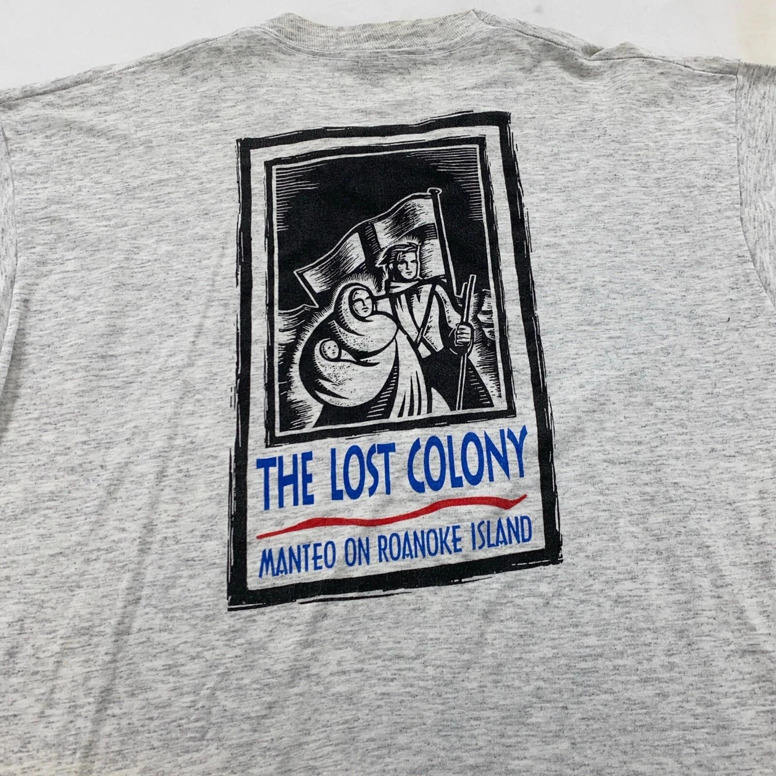 vintage 90s THE LOST COLONY MANTEO ON ROANOKE ISLAND T-Shirt LARGE soft 4XL