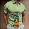 Men'S Polo Shirt 3 Printed Fashion Casual Simple Versatile Half Zipper Polo Shirt