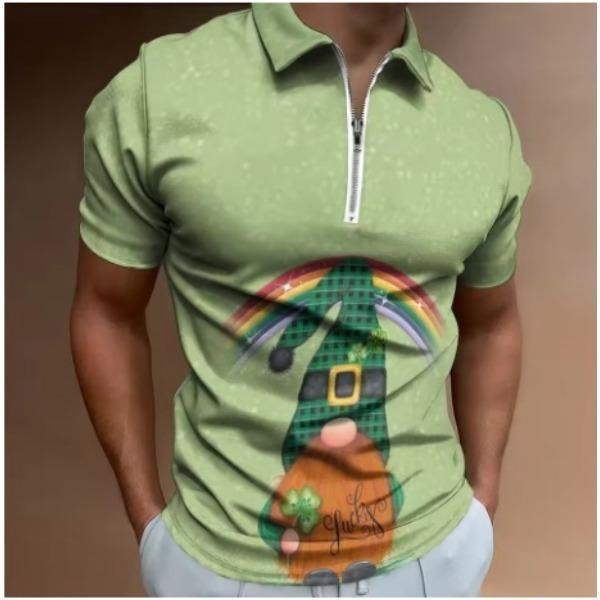 Men'S Polo Shirt 3 Printed Fashion Casual Simple Versatile Half Zipper Polo Shirt