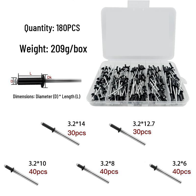 Cross 180PCS Pop Rivets Set - Ideal Fasteners for Construction & Metalworking.