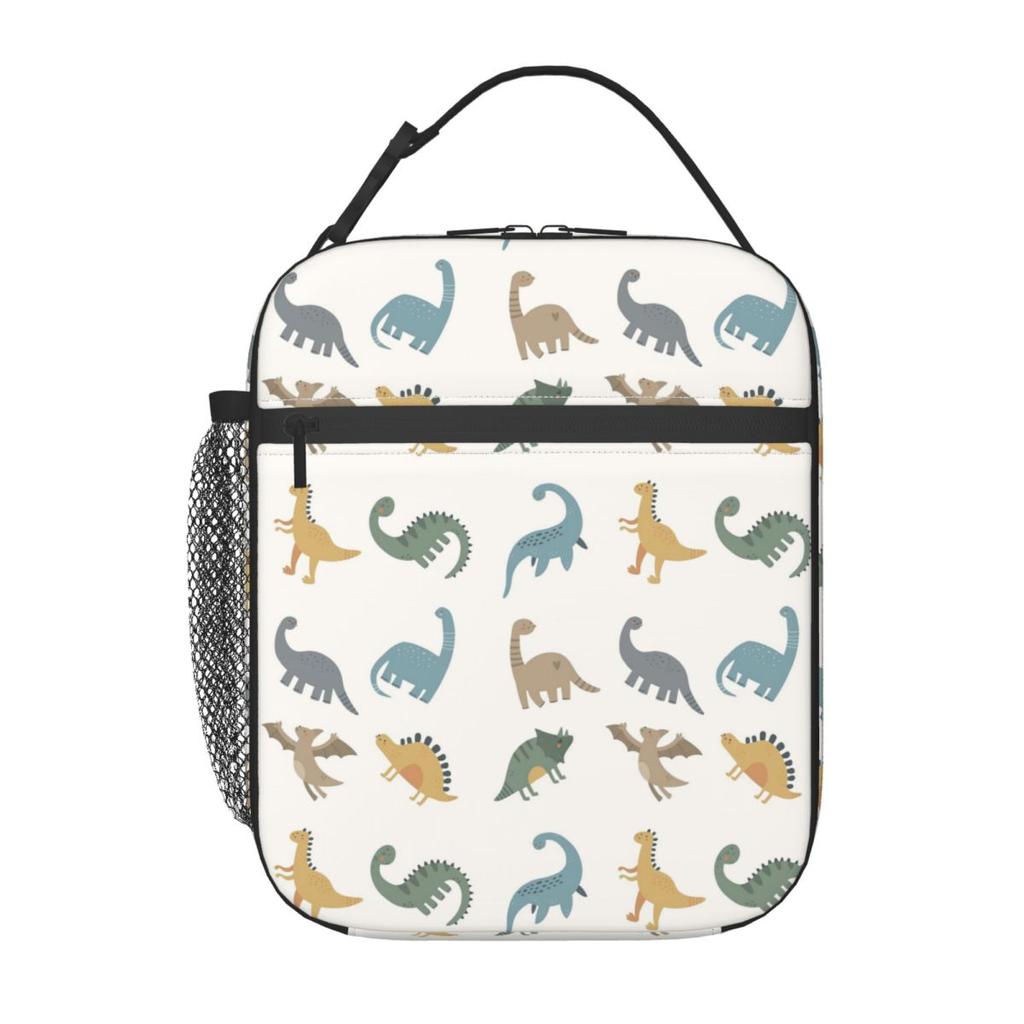 Cartoon Light Color Dinosaur Pattern Insulated Lunch Bag for Women Kids Portable Food Boxes Thermal Lunch Box Tote