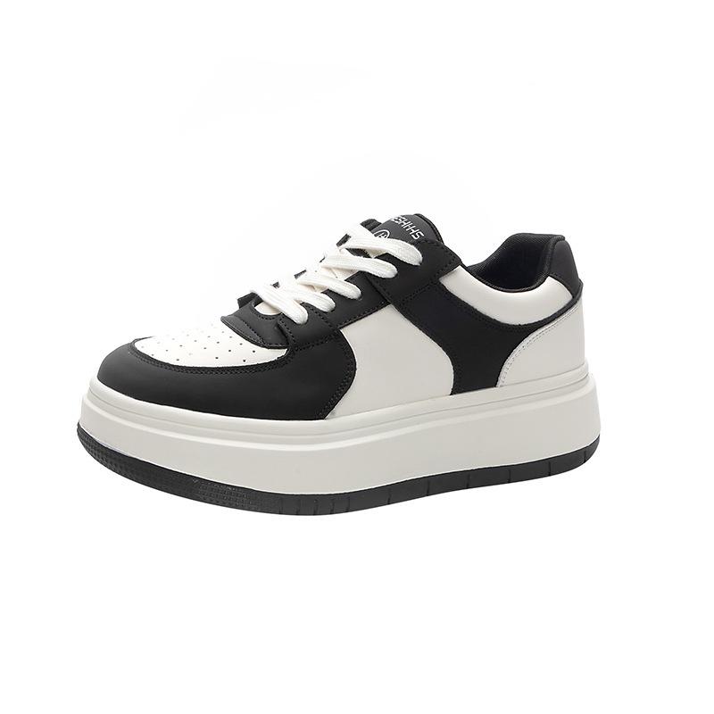 2023 Damen Weiße Rindsleder-Sneaker: Dicke Sohle, modisch, bequeme Schnürung für vielseitige Freizeit-, Sport- und Skate-Aktivitäten.