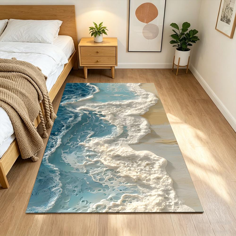 Ocean Waves Meeting Sand Non-Slip Home Carpet Design for Office Decor Living Room Gift